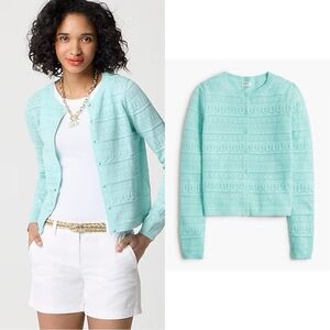 NWT J CREW Factory Pointelle cardigan sweater in Aqua